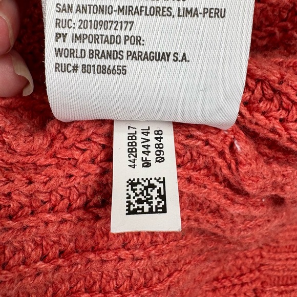 American Eagle Sweater Womens Large Coral Cropped Henley Y2K Coquette Streetwear - Picture 6 of 12